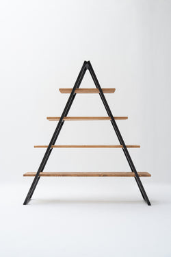 PYRAMID PINE WOOD STEEL BOOKSHELF