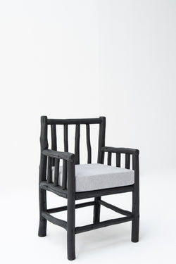 TEAK WOODEN CHAIR WITH FABRIC CUSHION