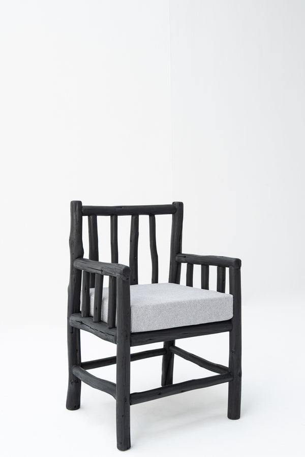 TEAK WOODEN CHAIR WITH FABRIC CUSHION