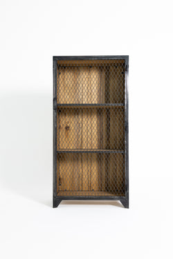 WOODEN AND STEEL KITCHEN CABINET