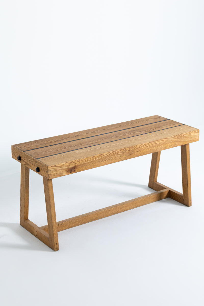 NORTH AMERICAN ASH WOOD WORKING STATION WITH BLACK EPOXY RESIN
