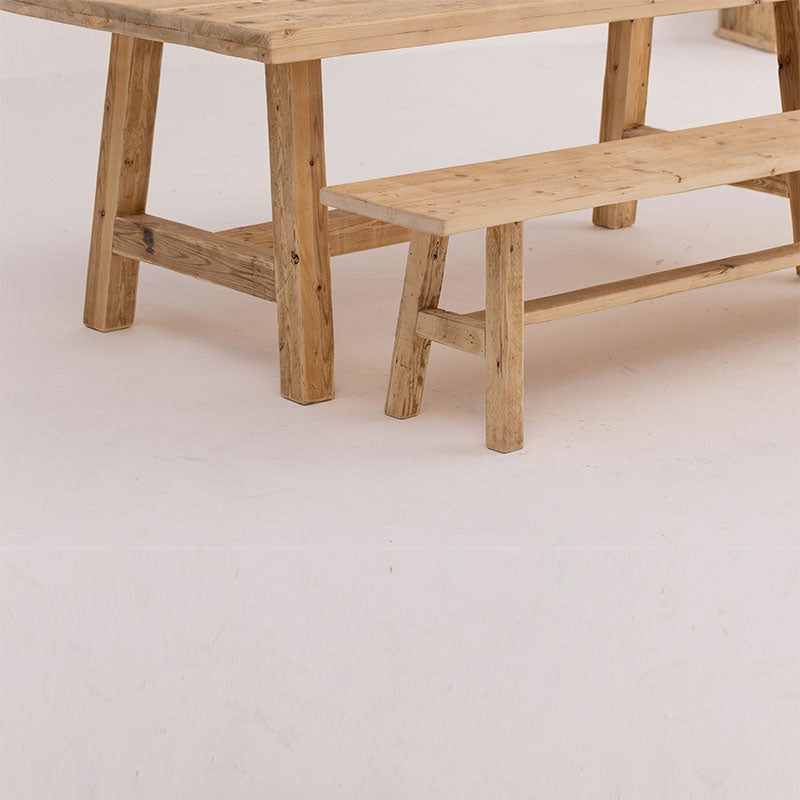 Farm Style Reclaimed Wood Dining Table with Bench