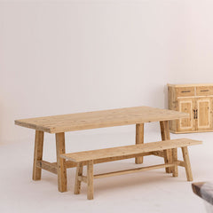 Farm Style Reclaimed Wood Dining Table with Bench