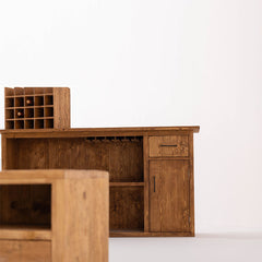Reclaimed Wood Bar Counter with Bottle Holder