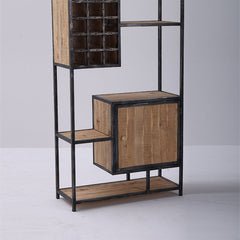 Reclaimed Wood Book Shelf with Bottle Holder