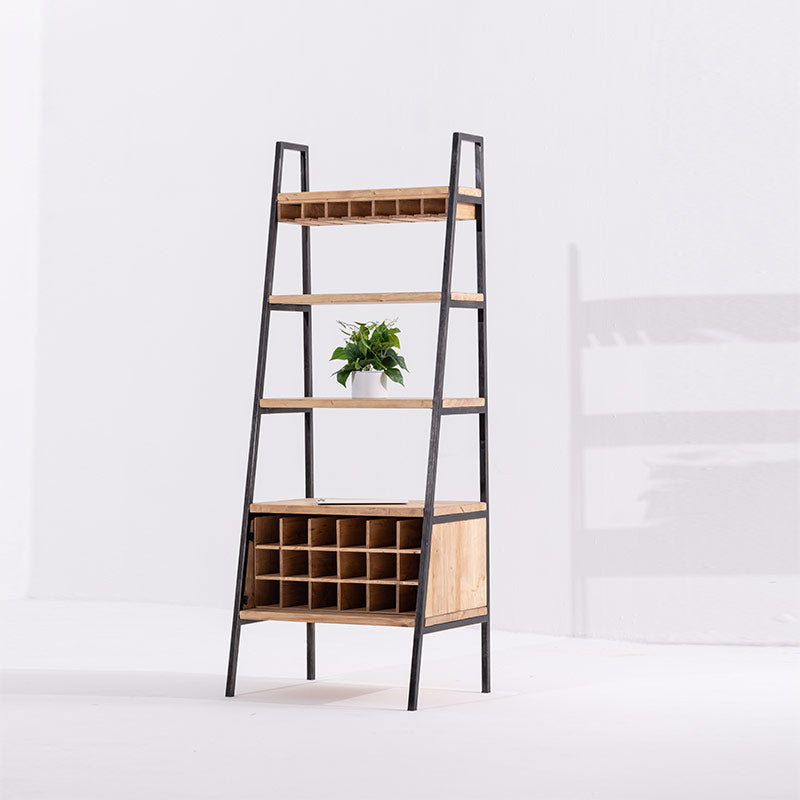 Pyramid Shape Shelf Ladder with Bottle Holder