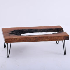 Live Edge Exotic Wood Coffee Table with Hairpin Legs