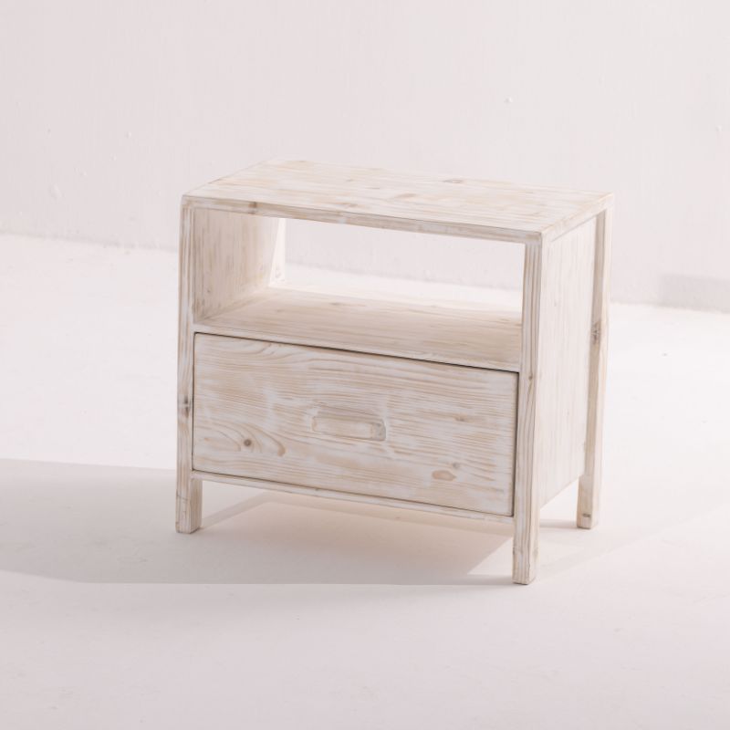 PINE WOOD BED SIDE TABLE WITH ONE DRAWER