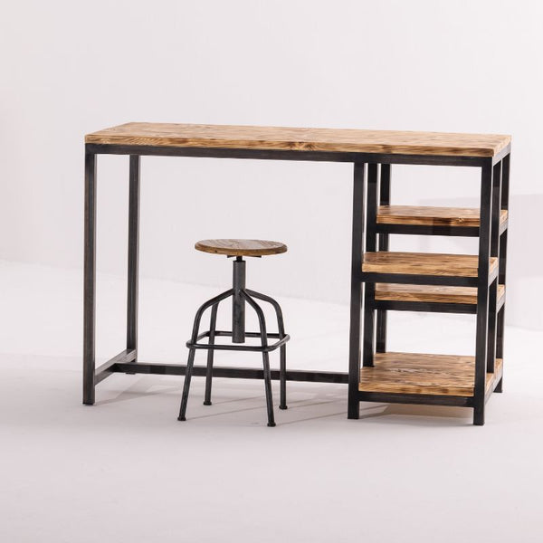 PINE WOOD AND STEEL KITCHEN ISLAND