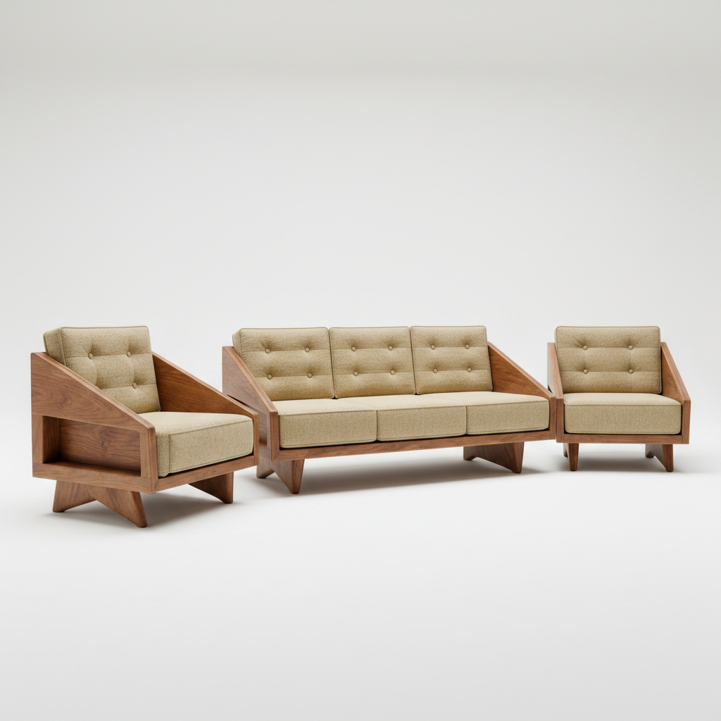 Mid-Century Modern Walnut Lounge Set