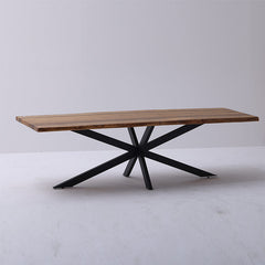 Live Edge Dining Table with Crossed Legs (Single Slab)