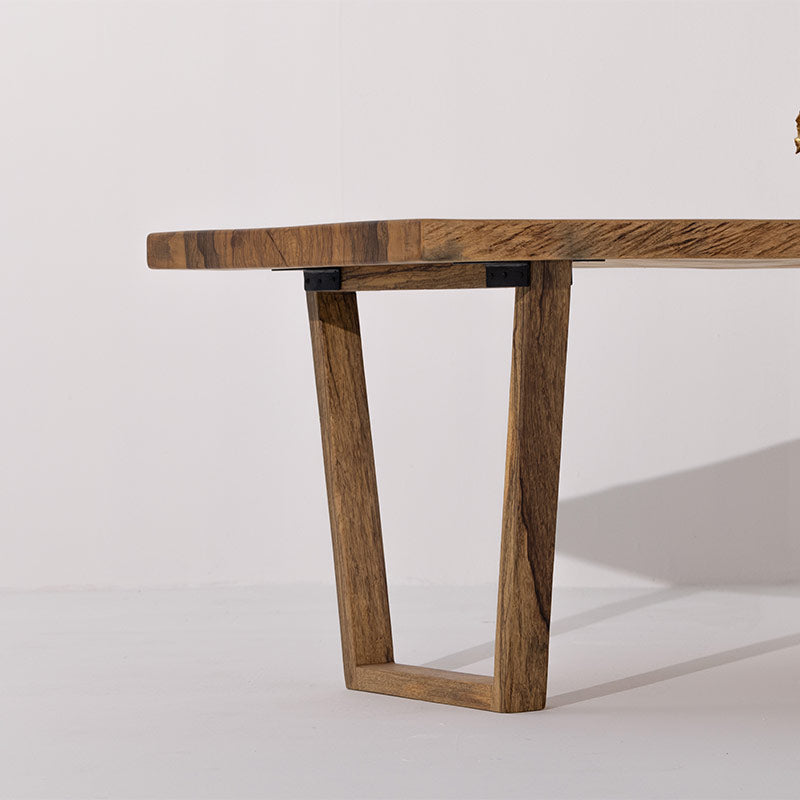Live Edge Suar Wood Dining Table with Wooden Legs
