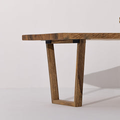 Live Edge Suar Wood Dining Table with Wooden Legs
