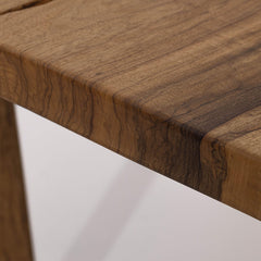 Live Edge Suar Wood Dining Table with Wooden Legs