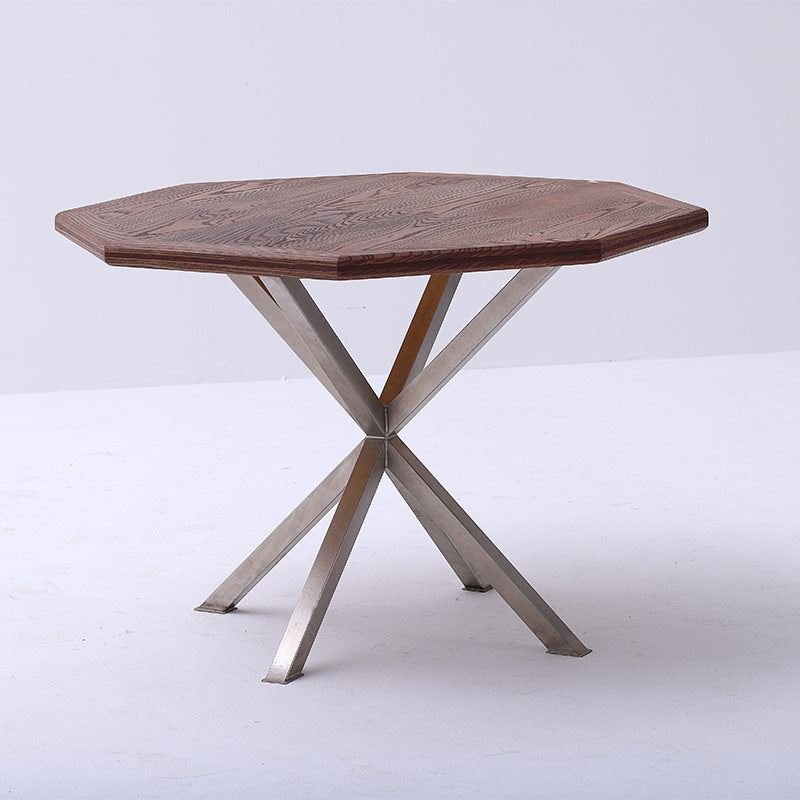 Ash Wood Dining Table with Stainless Steel Legs