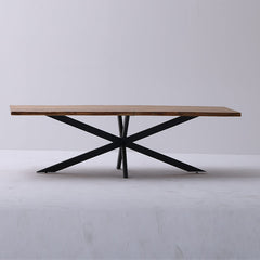 Live Edge Dining Table with Crossed Legs (Single Slab)
