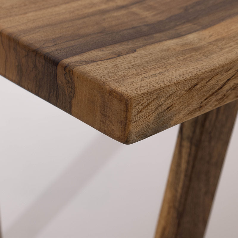 Live Edge Suar Wood Dining Table with Wooden Legs