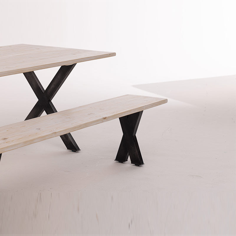 Reclaimed Wood Dining Table with Bench (White)