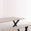 Reclaimed Wood Dining Table with Bench (White)