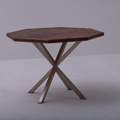 Ash Wood Dining Table with Stainless Steel Legs